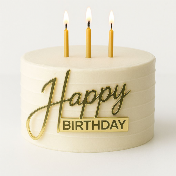 Happy Birthday 11cm Gold Pleksi