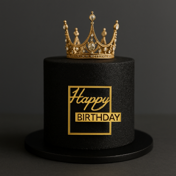 Happy Birthday Gold Pleksi 9x7.5cm