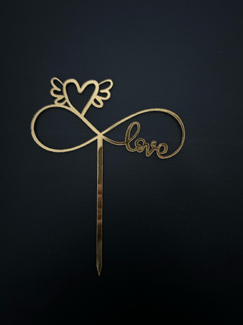 Love Gold Pleksi Topper (Çubuklu) 12X15CM