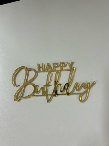 Happy Birthday Gold Pleksi 11x5cm 