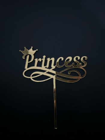 Princess Yazılı Gold Pleksi Topper (Çubuklu) 18x20CM
