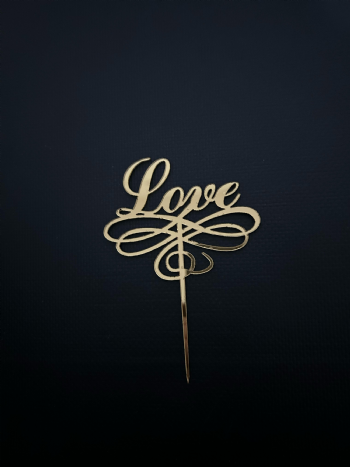 Love Gold Pleksi Topper (Çubuklu) 10X15CM