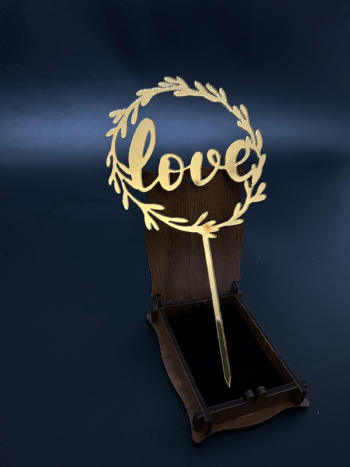 Love Gold Pleksi Topper (Çubuklu) 10X18CM