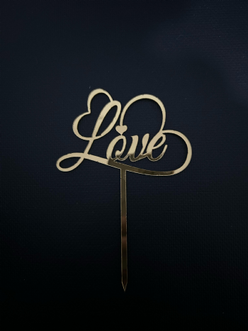Love Gold Pleksi Topper (Çubuklu)