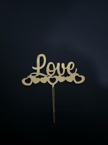 Love Gold Pleksi Topper (Çubuklu) 10X11CM